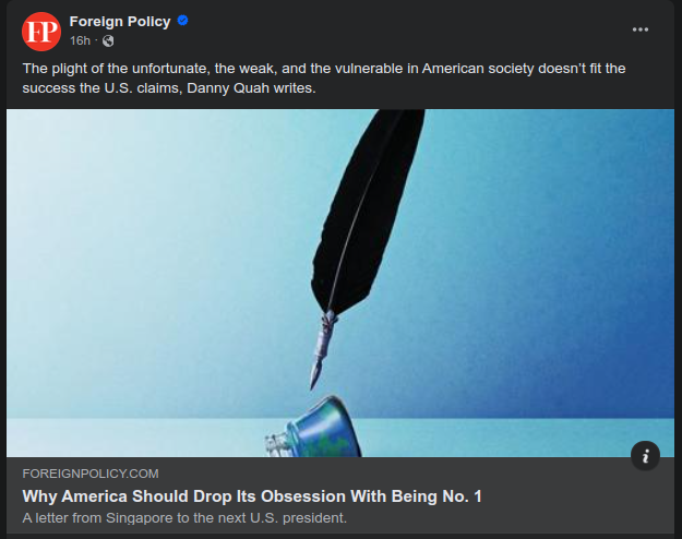 Why America Should Drop Its Obsession With Being No. 1 - Titlepage