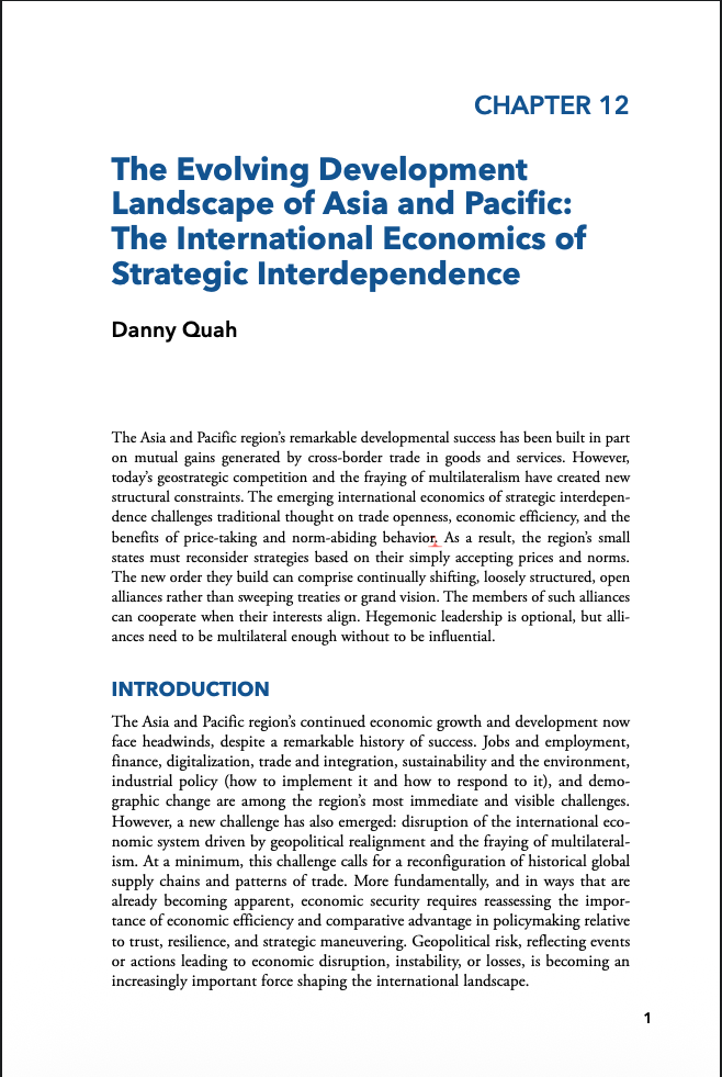 The Evolving Development Landscape of Asia and Pacific: The International Economics of Strategic Interdependence - titlepage